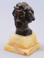 Beethoven bronz / bronzírozott szobor, zsírkő talpazaton, m: 11 cm