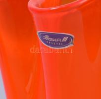 Joska német fazzoletto üvegváza, címkével jelzett, hibátlan, m: 19 cm