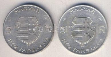 1947. 5Ft Ag "Kossuth" (2x) T:2/3,3 ph