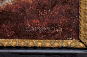 Hüse János (1961): Horvát alkony. Olaj, farost. Jelzett. 20x30 cm. Dekoratív fakeretben