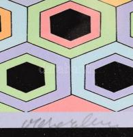 Victor Vasarely (1908-1997): Op-art kompozíció. Ofszetnyomat, papír, 43x62 cm