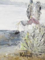 Kárpáti jelzéssel: Balatoni táj. Olaj, farost, jelzett, keretben 36x53 cm