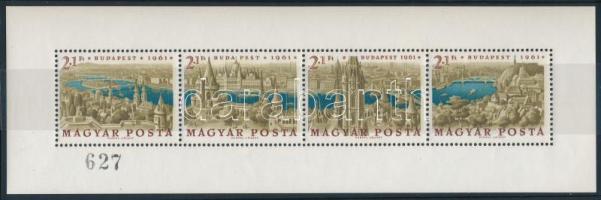 1961 Bélyegnap ajándék fogazott blokk (120.000) / Mi 1789-1792 perforated block, present of the post