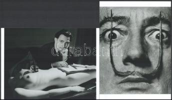cca 1950 Dali, Salvador (1904-1989) katalán - spanyol szürrealista festőművészről készült felvételek (kedvenc íróasztala és jellegzetes bajusza), 2 db modern nagyítás, jelzés nélkül, 21x15 cm és 15x21 cm