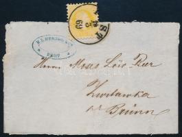 1869 2kr címszalagon / on wrapper "P(E)ST"