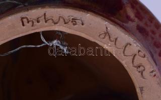 Bokros Júlia (1931-): Maszk. Lüszteres mázzal, jelzett, kis kopással, d: 12 cm