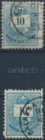 1881 Színesszámú 2 db 10kr a bal alsó háromszögben hidegtű nyomok
