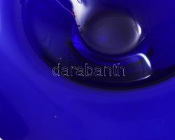 Nagy méretű gyümölcsös tál. Fújt, anyagában színezett, szélén száldíszítéssel húzott, hibátlan 38x40...