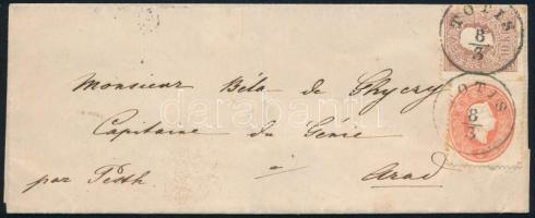 ~1861 Levélen 1858-as 10kr és 1861-es 5kr vegyes bérmentesítés / Cover with mixed franking "TOTIS"