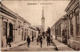 1917 Érsekújvár, Nové Zámky; Széchenyi utca. Vasúti levelezőlapárusítás 190. / street view (EM)