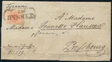 ~1853 3kr levélen / on cover TYRNAU - Pressburg (Gudlin 400 p)