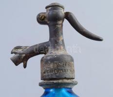 cca 1930/1940 Zimber Ágoston Budafok szódásüveg, fej: Bordás Ferenc Jászárokszállás, anyagában színe...