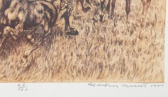 Rádóczy Gyarmathy Gábor (1943-): Kanca csikóval. Rézkarc, papír. Jelzett. Számozott (41/100). 27,5×3...