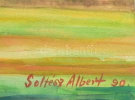 Soltész Albert (1926 - 2015): Nyírségi tanya. Akvarell, papír, jelzett, hátoldalán autográf feliratt...