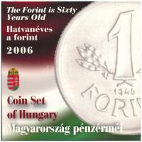 2006. 1Ft-100Ft (7xklf) forgalmi sor szettben + 1946. 1Ft Ag "Hatvanéves a Forint" utánveret proof kivitelben T:BU kis patina, külső tok viseltes állapotban Adamo FO38.1