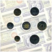 2006. 1Ft-100Ft (7xklf) forgalmi sor szettben + 1946. 1Ft Ag "Hatvanéves a Forint" utánver...