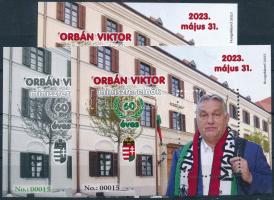 2023 Orbán Viktor 60 éves 3 db-os emlékív garnitúra, azonos 00015 sorszámmal