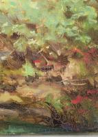 Olvashatatlan jelzéssel: Napos táj. Olaj, vászon. 60×80 cm