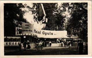 1948 Budapest XIV. Budapesti Őszi Vásár, Meinl Gyula, Dreher, Tokaji bor pavilonok + &quot;Tiéd a gyár Tiéd a föld Tiéd az ország Budapesti Őszi Vásár 1948&quot; So. Stpl. (EK)