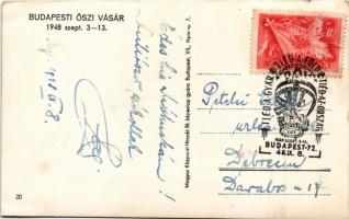 1948 Budapest XIV. Budapesti Őszi Vásár, Meinl Gyula, Dreher, Tokaji bor pavilonok + "Tiéd a gy...