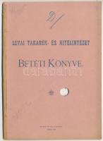 Budapest 1911. Lévai Takarék-és Hitelintézet betéti könyve, bejegyzésekkel, lyukasztással érvénytelenítve.