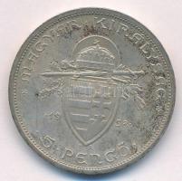 1938. 5P Ag "Szent István" T:XF patina Adamo P8.1