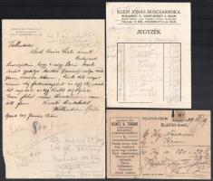 1904-1929 Kézdi-Kovács László festőnek küldött számlák, 4 db