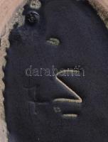 Tófej fekete alapon mázas váza, m: 25 cm