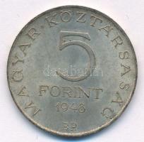 1948. 5Ft Ag "Petőfi" T:AU,XF patina Adamo EM1