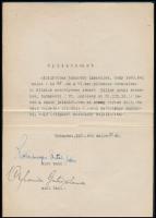 1920 Bp., nyilatkozat Siller Antal százados az evangélikus egyházba való belépés céljából a római katolikus egyházból való kilépésének bejelentéséről, Hochenburger Antal százados és Orphanides Gusztáv alezredes, mint tanúk aláírásával