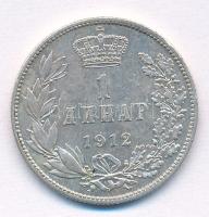 Szerbia 1912. 1D Ag "I. Péter" T:AU patina, apró ph 
Serbia 1912. 1 Dinar Ag "Petar ...