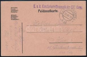 1916 Tábori posta levelezőlap / Field postcard K.u.k. Kavalleriestreifkommando des XVI. Korps.