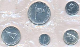 Kanada 1967. 5c - 1$ (5xklf) forgalmi sor fólia tokban, 1c hiányzik T:UNC Canada 1967. 5 Cent - 1 Do...