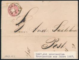 1867.05.02. 5kr provizórikus használata levélen / Provisional usage of 5kr on cover TÖRÖK BECSE - Pest