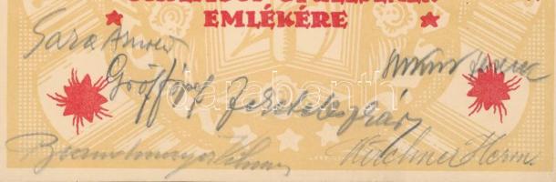 1919 Magyar Tanácsköztársasági arcképek sorszámozott emléklap művészek aláírásaival: Gara Arnold, Gr...