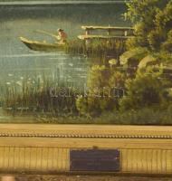 Olvashatatlan (Ries?) jelzéssel, XIX sz. vége/XX. sz eleje. Horgász. Olaj, vászon. Apró felületi sér...