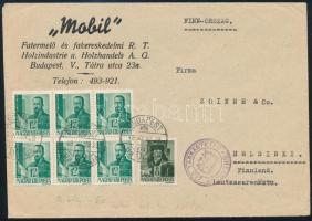 1943 Levél 7 db bélyeggel Helsinkibe / Cover to Helsinki