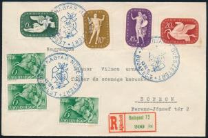 1940 Ajánlott távolsági levél 7 db bélyeggel és A MAGYAR MŰVÉSZETÉRT alkalmi bélyegzéssel / Registered domestic cover