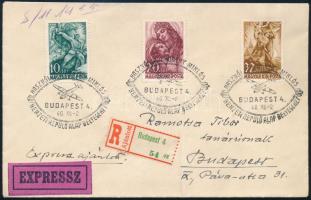 1940 Erdélyért sor expressz ajánlott helyi FDC-n / Mi 640-642 on registered express local FDC