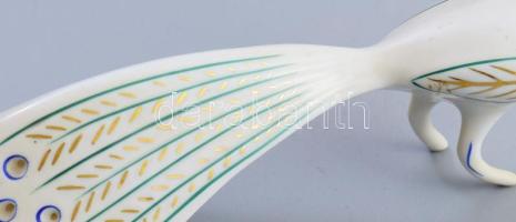 Hollóházi páva. Jelzett, kis kopással, h: 20 cm