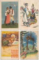 10 db régi magyaros motívum képeslap: irredenta, folklór, üdvözlőlapok (Bozó Gyula) / 10 pre-1945 Hu...