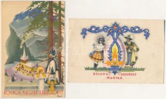 10 db régi magyaros motívum képeslap: irredenta, folklór, üdvözlőlapok (Bozó Gyula) / 10 pre-1945 Hu...