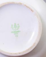 Hollóházi 6 darabos hasas bögre szett. Jelzett, minimális kopással, m: 10,5 cm