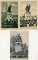 5 db régi magyar város képeslap hősök szobrával: Vác, Nagykanizsa, Nyergesújfalu, Orosháza / 5 pre-1945 Hungarian town-view postcards with WWI military monuments