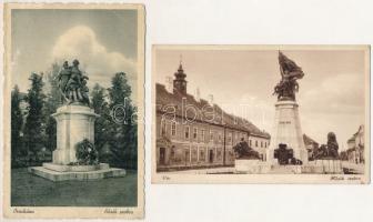 5 db régi magyar város képeslap hősök szobrával: Vác, Nagykanizsa, Nyergesújfalu, Orosháza / 5 pre-1...