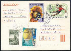 1980 Olimpia 40f "MAGYAP" lemezhibával levelezőlapon / Mi 3433 with plate variety on postcard