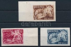 1950 Május 1. ívszéli vágott sor / Mi 1095-1097 imperforate set