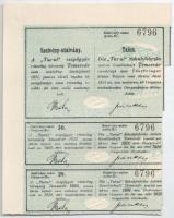 Temesvár 1902. " 'Turul' Czipőgyár Részvénytársaság, Temesvár" részvénye 200K-ró...