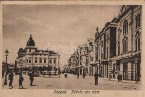Szeged Fekete Sas utca Markovics Lajos üzletével, villamossal