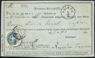 1866 Tértivevény 10kr bélyeggel + 1 letépve "SZIRÁK" (missing stamp)